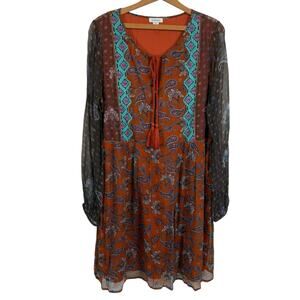 Sundance Artist Devine Long Sleeve Dress Medium Floral Paisley Boho Western